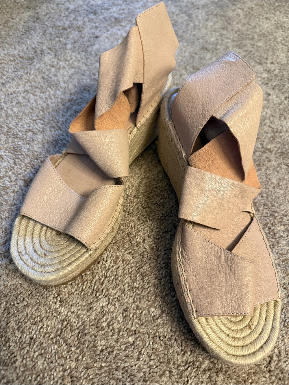 Women's Espadrille Wedge Sandals in Blush Pink